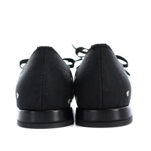 Le Talon 25SS ハートセミシアーレースアップマニッシュ パンプス スクエアトゥ ローヒール メッシュ 総柄 リボン