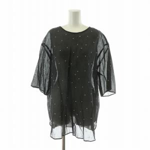 24SS シャツ ブラウス 半袖 ドット シアー F ブラック 2420010310 /NQ