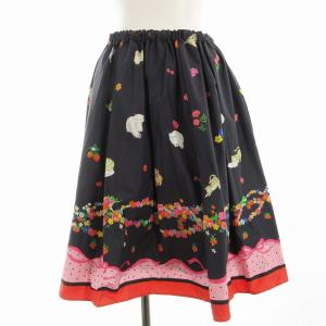 フレアスカート ひざ丈 総柄 M 紺 ネイビー 9765430 /EE