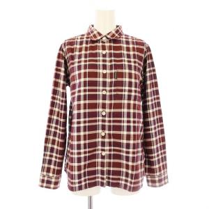 コアスパン トラベルシャツ 2104642 長袖 チェック柄 M ボルドー 白 ホワイト /KU