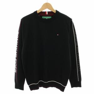 ゴルフ GOLF ニット セーター クルーネック 長袖 ロゴ L 黒 ブラック THMA291 /YT