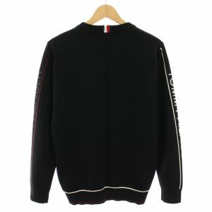 TOMMY HILFIGER ゴルフ GOLF ニット セーター クルーネック 長袖 ロゴ L 黒 ブラック THMA291 /YT