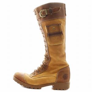 ロングブーツ レースアップ レザー 7 茶 ブラウン 20617 /AN16