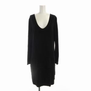 ワンピース ひざ丈 Vネック 長袖 38 黒 ブラック RHPEM-18490 /RO