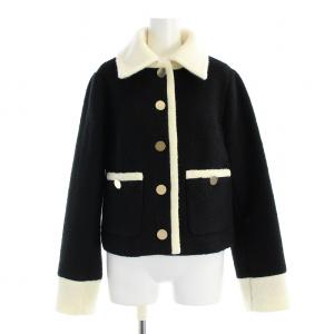 ウールパイルジャケット アウター ショート丈 38 黒 ブラック 白 ホワイト 0323401223 /BB