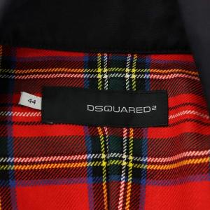DSQUARED2 トレンチコート ロング丈 裏地チェック ウール シルク混 絹 アウター 44 黒 ブラック /AN23
