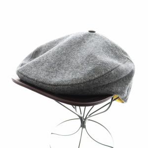 ハンチング帽 キャップ 帽子 ロゴ刺繍 ウール グレー /AN8