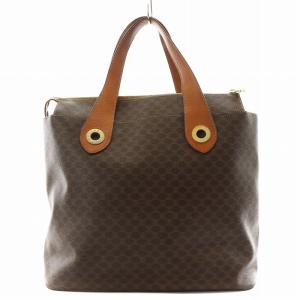 マカダム柄 トートバッグ ハンドバッグ レザー 茶 ブラウン /AN3 D OH