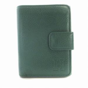 二つ折り財布 レザー ロゴ 緑 グリーン /RO