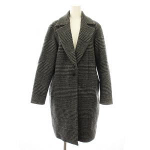 COCYHW0511 チェスターコート ロング チェック柄 ウール 4 グレー 黒 ブラック /KU