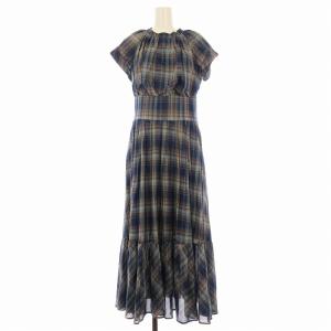 ワンピース ロング チェック 38 青 ブルー 31366510 /EE