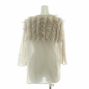 JUSGLITTY 24SS シアーシャツ ブラウス シースルー 長袖 バンドカラー フリル 2 グレー /BB