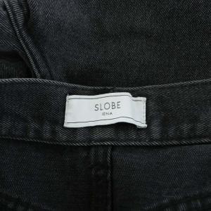 SLOBE IENA 24AW パールドットデニムパンツ ジーンズ ジップフライ フェイクパール 装飾 36 黒 ブラック 24030912002030