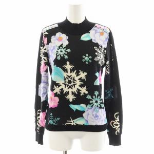 ニット セーター 長袖 花柄 ウール 38 黒 ブラック 0587138 /AN35