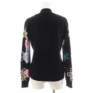 LEONARD SPORT ニット セーター 長袖 花柄 ウール 38 黒 ブラック 0587138 /AN35