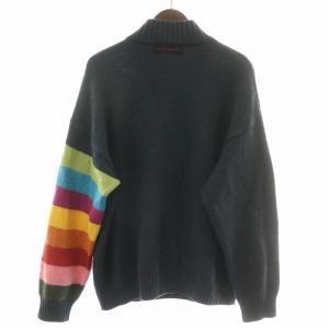 CASTELBAJAC PEANUS スヌーピー ニット セーター 長袖 ハーフジップ ハイネック 刺繍 ウール 54 紺 ネイビー