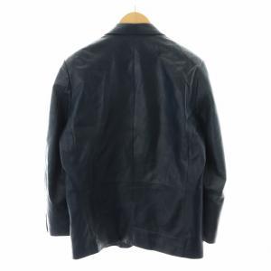 BALMAIN テーラードジャケット シングル ラムレザー 羊革 S 紺 ネイビー 6800 /AN31