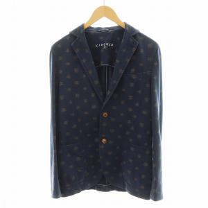 テーラードジャケット シングル 総柄 46 紺 ネイビー /AN26