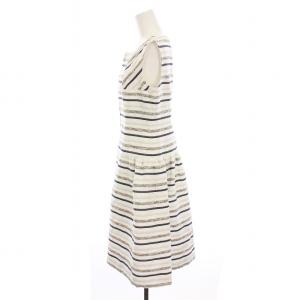 René TISSUE ノースリーブ ワンピース ひざ丈 ボーダー 38 白 ネイビー 6626350 /YM