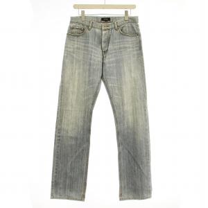 デニム ボタンフライ ジーンズ ウォッシュ加工 76cm 水色 ライトブルー /G