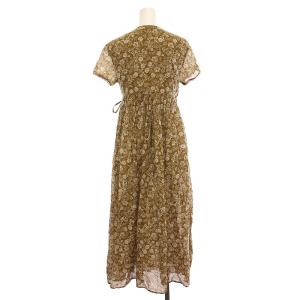 NE QUITTEZ PAS! フラワープリントサイドスリット ラップ ワンピース ロング 花柄 半袖 茶 011191837FS /YM