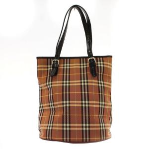 BURBERRY BLUE LABEL トートバッグ チェック柄 ナイロン ショルダー オレンジ /G