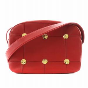 ヴィンテージ ショルダーバッグ スタッズ レザー 赤 レッド /AN4