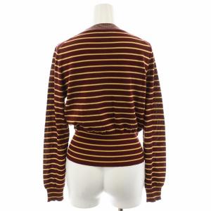 PRADA カーディガン ボーダー柄 長袖 コットン 38 茶 ブラウン 黄 イエロー /AN36