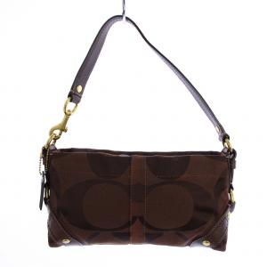 シグネチャー ワンショルダーバッグ キャンバス レザー 茶 10730 /BM