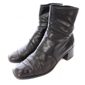 ショートブーツ レザー ブーツ 38 黒 ブラック /G