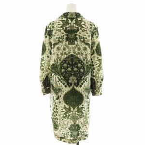 ETRO 22AW シャツワンピース シャツワンピ ひざ丈 長袖 花柄 シルク混 絹 38 ベージュ 緑 グリーン