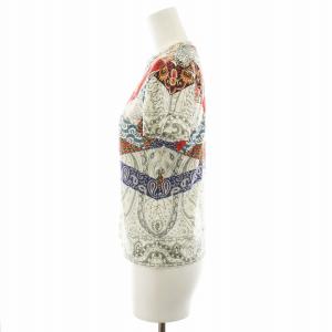 ETRO 22SS Tシャツ カットソー 半袖 総柄 ペイズリー柄 38 マルチカラー 白 ホワイト 赤 レッド