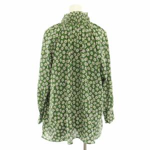 OLD ENGLAND フラワープリントブラウス シャツ ハイネック 長袖 花柄 タグ付き 34 緑 グリーン 570-52507181