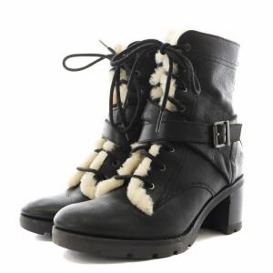 UGG australia イングリッド ショートブーツ レースアップ レザー 25.0cm 黒 ブラック 1012905 /AN3