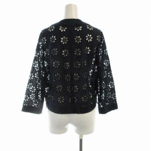 TOMORROWLAND collection アイレットフラワー ジップアップブルゾン ジャケット カットワーク 花モチーフ 36 紺 ネイビー /RO