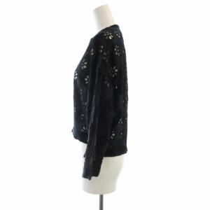 TOMORROWLAND collection アイレットフラワー ジップアップブルゾン ジャケット カットワーク 花モチーフ 36 紺 ネイビー /RO