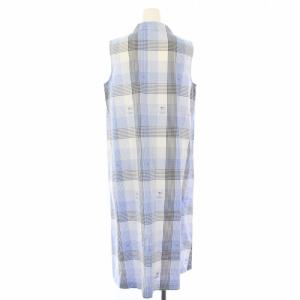 mademoiselle NON NON シャツワンピース ノースリーブ ロング チェック ロゴ 青 D0303FA050A /TK