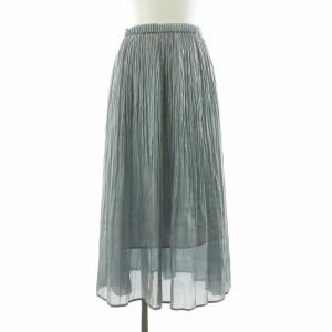 23AW グリッターサテン ランダムプリーツスカート フレア ロング インナースカート付き 36 ライトブルー
