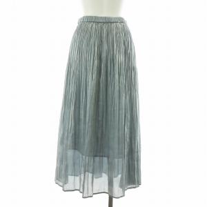 BALLSEY 23AW グリッターサテン ランダムプリーツスカート フレア ロング インナースカート付き 36 ライトブルー