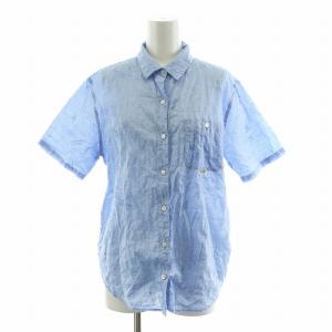 シャツ ブラウス 半袖 刺繍 M ライトブルー D0303FBS209 /NQ