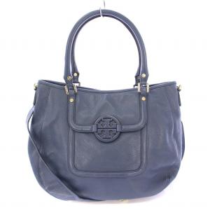 アマンダ クラシック ホーボー 2WAY ハンドバッグ ショルダーバッグ レザー ロゴ 紺 ネイビー /BB