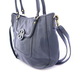 TORY BURCH アマンダ クラシック ホーボー 2WAY ハンドバッグ ショルダーバッグ レザー ロゴ 紺 ネイビー /BB