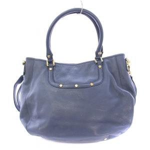 TORY BURCH アマンダ クラシック ホーボー 2WAY ハンドバッグ ショルダーバッグ レザー ロゴ 紺 ネイビー /BB