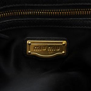 miumiu ハンドバッグ リボン レザー ブラック