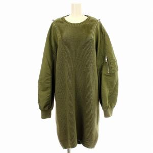 ニットワンピース ミリタリー 長袖 ロング A62226170 ワンピース M カーキ /G