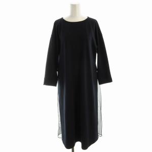 ワンピース ロング 長袖 切替 レース 9 紺 ネイビー LI-4000633 /EE