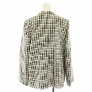 Apuweiser-riche 22SS フリンジツイードジャケット アウター フリンジ チェック柄 1 黒 ブラック 白 ホワイト 22149011