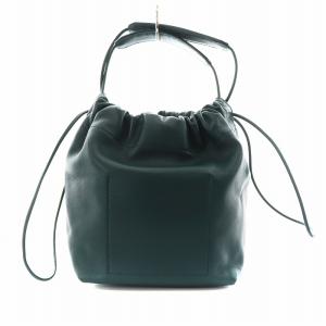 JIL SANDER ドローストリング 巾着 ハンドバッグ レザー グリーン
