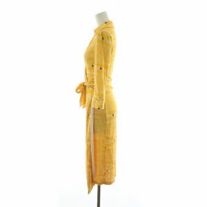 DIANE von FURSTENBERG ラップワンピース ひざ丈 絹 シルク100％ 長袖 総柄 2 イエロー 418-142014 /NQ