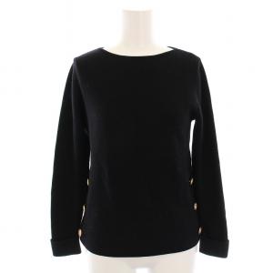 ニット セーター サイドボタン ウール 長袖 小さいサイズ 32 黒 /YM